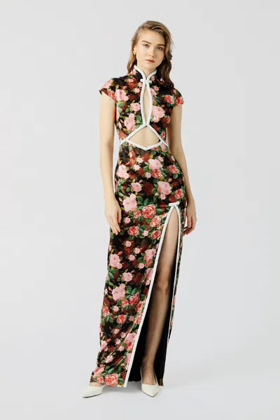 Sau Lee Moira Cut-out Dress In Black/pink