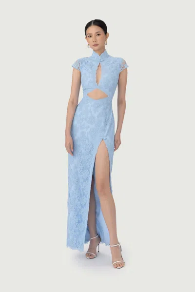 Sau Lee Moira Lace Maxi Dress In Blue