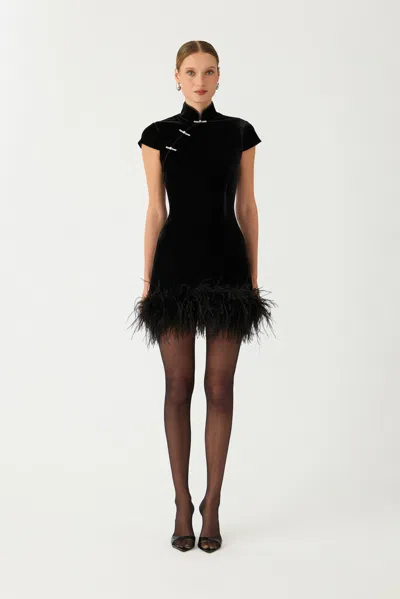 Sau Lee Morgan Velvet Mini Dress In Black