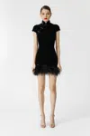 Sau Lee Women's Morgan Feather-trimmed Minidress In Black