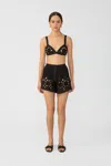 Sau Lee Myko Crochet Shorts In Black
