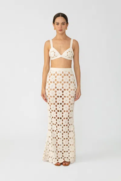Sau Lee Myko Crochet Skirt In White