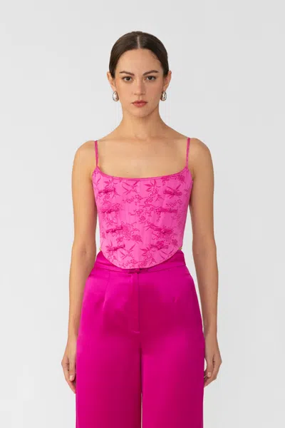 Sau Lee Nadia Corset Top In Magenta Pink