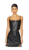 Sau Lee Nadia Faux Leather Corset In Black