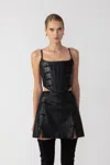 Sau Lee Nadia Faux Leather Corset Top In Black