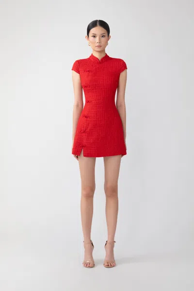 Sau Lee Natasha Tweed Mini Dress In Red