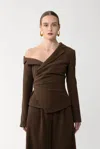 Sau Lee Neve Wool Top In Brown