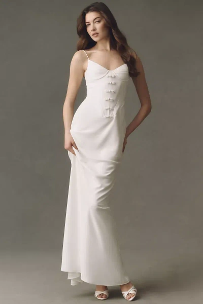 Sau Lee Neyla Chiffon Maxi Dress In White