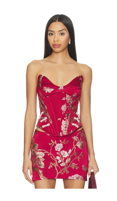 Sau Lee Nico Strapless Top In Red