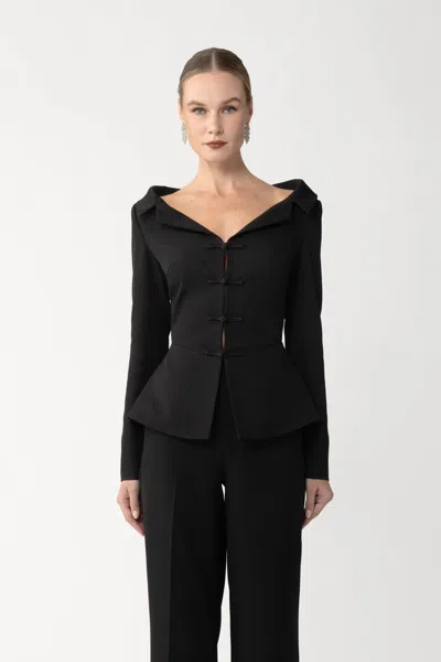 Sau Lee Nicola Crepe Top In Black