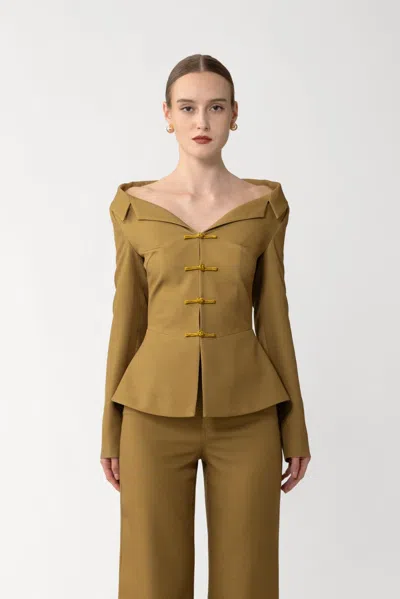 Sau Lee Nicola Crepe Top In Green