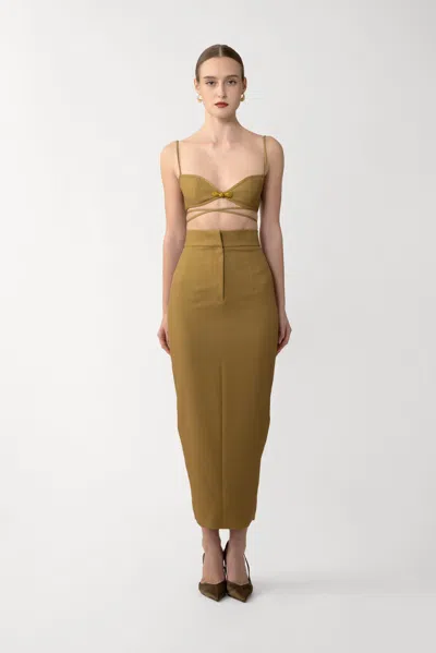 Sau Lee Niki Crepe Skirt In Green