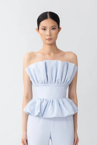 Sau Lee Noah Crepe Top In Pastel Blue
