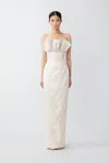 Sau Lee Noah Jacquard Gown In Blue Multi