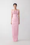 Sau Lee Noah Jacquard Gown In Dynasty Pink
