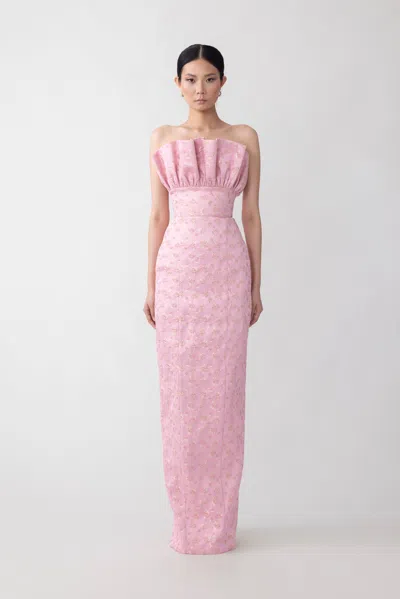 Sau Lee Noah Jacquard Gown In Dynasty Pink