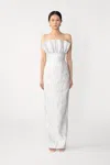 Sau Lee Noah Jacquard Gown In Silver