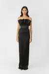 Sau Lee Noah Strapless Satin Gown In Black