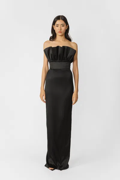 Sau Lee Noah Strapless Satin Gown In Black