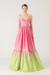 Sau Lee Nova Cut-out Gown In Pink Chartreuse Ombre