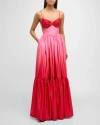 Sau Lee Nova Ombré Satin Cutout Gown In Pink Overflow