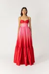 Sau Lee Nova Ombré Satin Cutout Gown In Pink Ombre