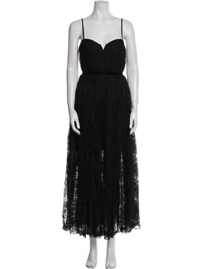 Pre-owned Sau Lee Nylon Long Dress In Black