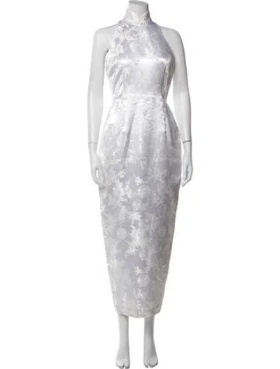 Pre-owned Sau Lee Nylon Long Dress In Grey