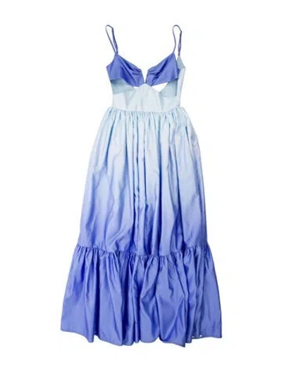 Pre-owned Sau Lee Off-the-shoulder Long Dress In Blue