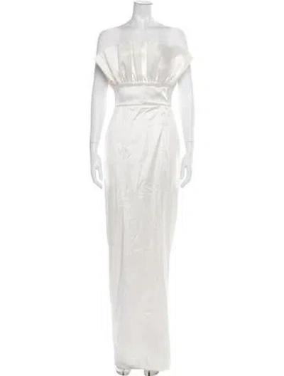 Pre-owned Sau Lee Off-the-shoulder Long Dress In Neutrals