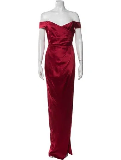 Pre-owned Sau Lee Off-the-shoulder Long Dress In Red