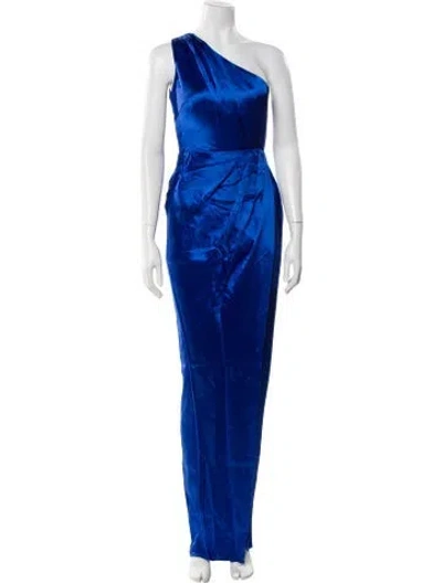 Pre-owned Sau Lee One-shoulder Long Dress In Blue