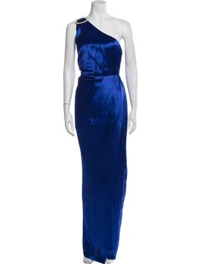 Pre-owned Sau Lee One-shoulder Long Dress In Blue