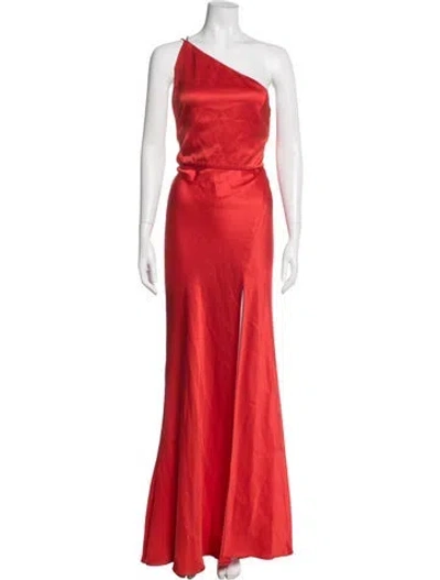 Pre-owned Sau Lee One-shoulder Long Dress In Red