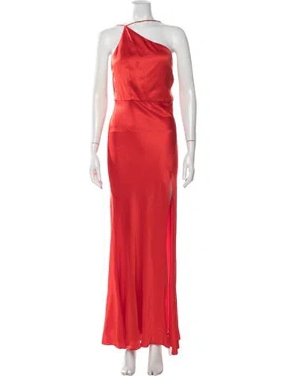 Pre-owned Sau Lee One-shoulder Long Dress In Red
