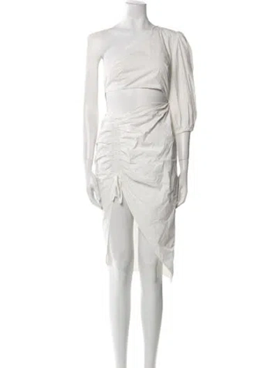 Pre-owned Sau Lee One-shoulder Mini Dress In White