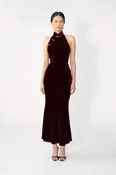 Sau Lee Ophelia Velvet Dress In Black