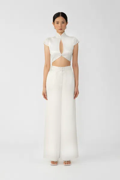 Sau Lee Padma Satin Pant In Ivory