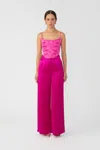 Sau Lee Padma Satin Pant In Magenta Pink