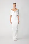 Sau Lee Paloma Satin Gown In Ivory