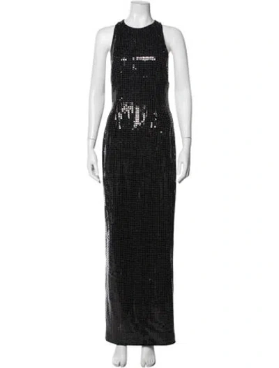 Pre-owned Sau Lee Patterned Long Dress In Black
