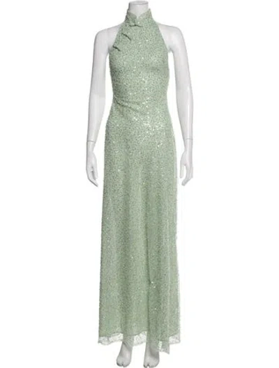 Pre-owned Sau Lee Patterned Long Dress In Green