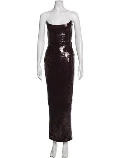 Pre-owned Sau Lee Patterned Long Dress W/ Tags In Burgundy