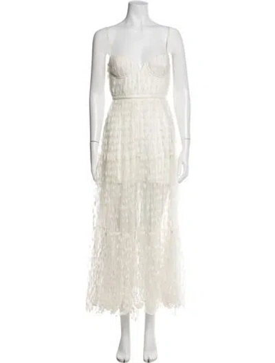 Pre-owned Sau Lee Patterned Midi Length Dress In Neutrals