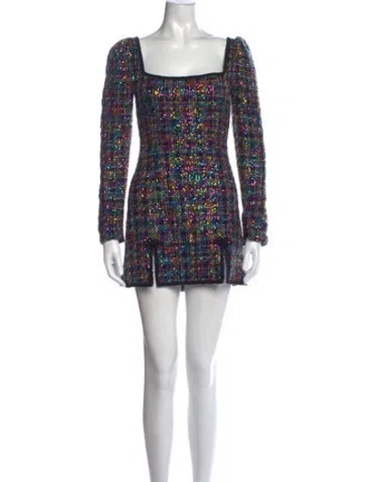 Pre-owned Sau Lee Patterned Mini Dress In Blue