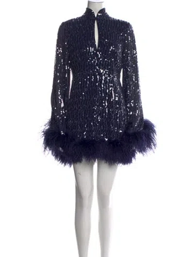 Pre-owned Sau Lee Patterned Mini Dress In Blue