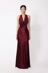 Sau Lee Pearl Gown In Bordeaux