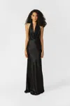 Sau Lee Pearl Satin Gown In Black
