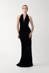 Sau Lee Pearl Velvet Gown In Black