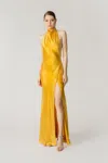 Sau Lee Penelope Backless Satin Gown In Gold